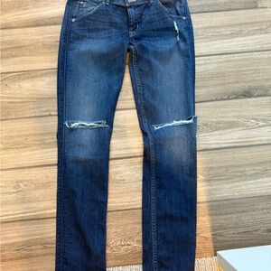 Hudson Jeans Distressed Dark Blue Skinny Jeans